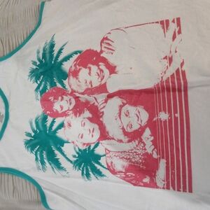 The Rolling Stones White and Green Tank Top with Tropical Graphic